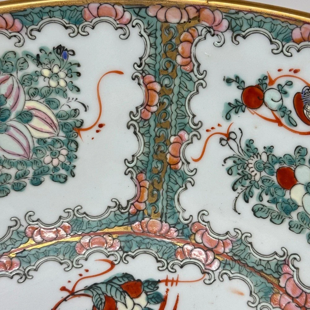 Vintage Large Chinoiserie Rose Medallion 10